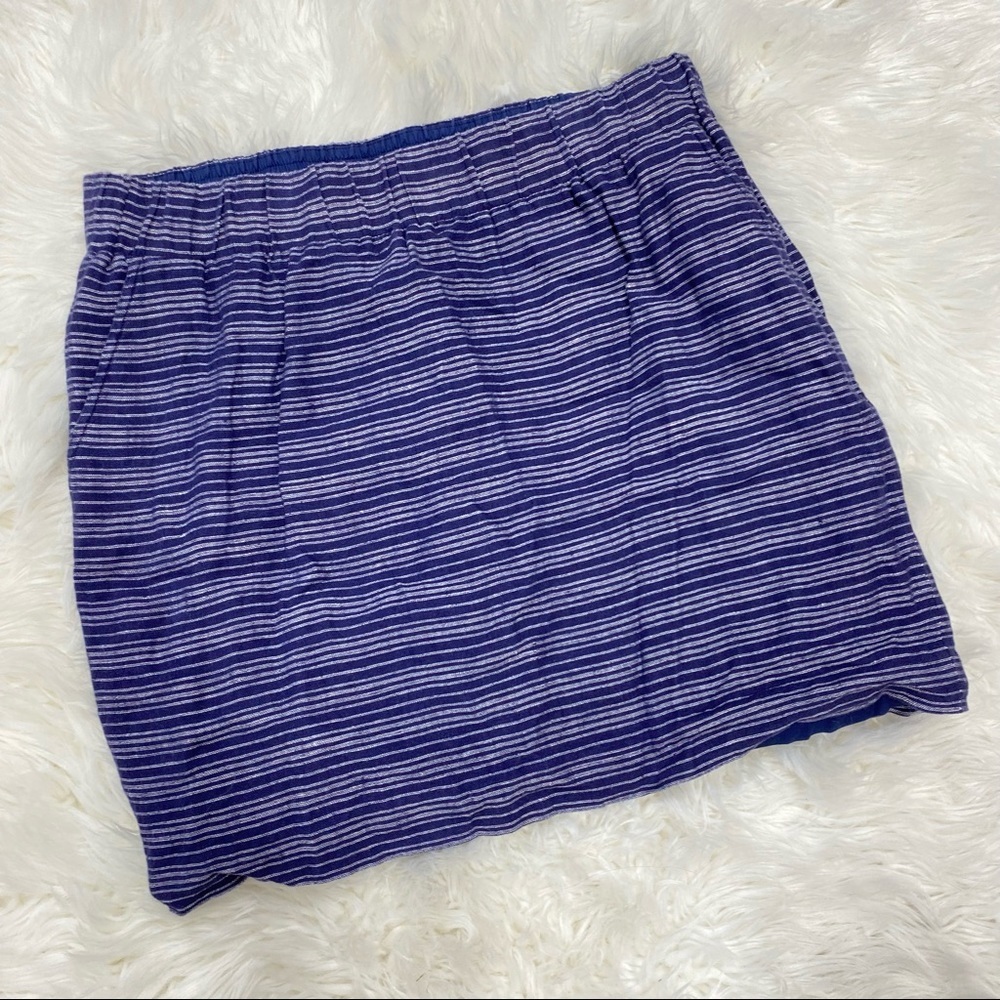 Loft | blue striped linen skirt